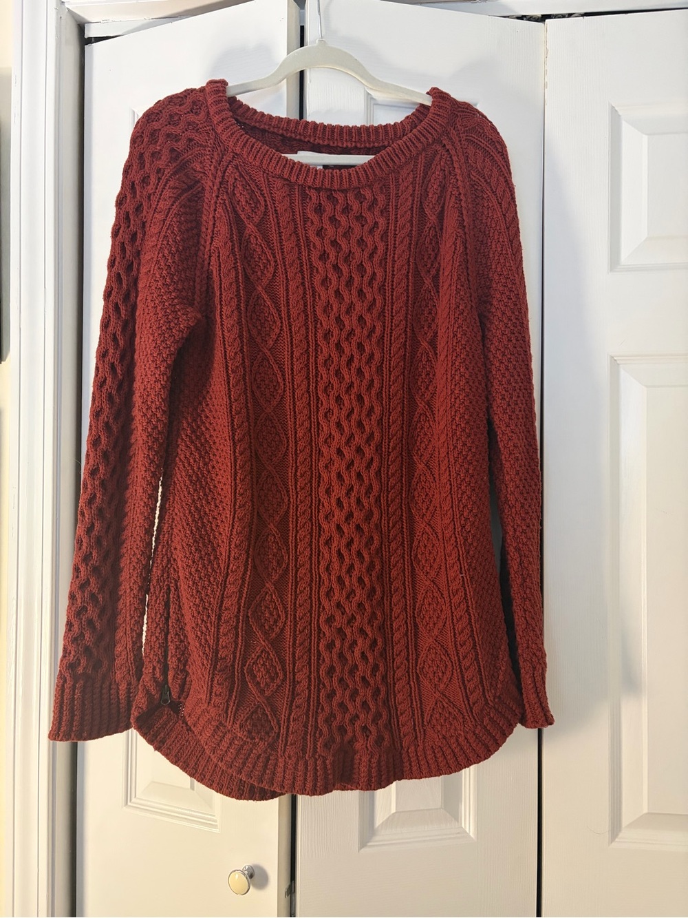 L.L. Bean Signature Cotton Fisherman Tunic Sweater Rust Red [M]